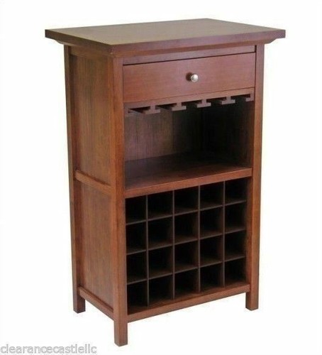 Walnut finish wooden wine rack - wine,
