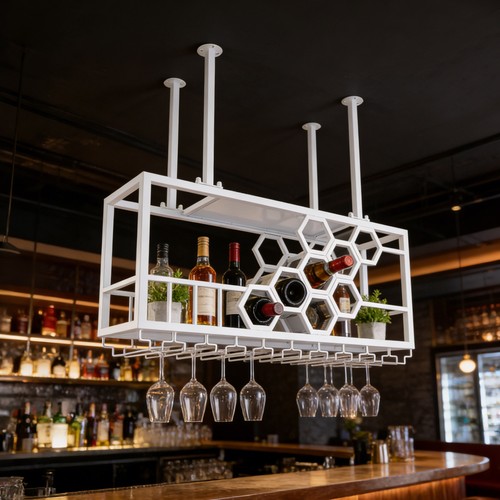 Metal ceiling wine rack - metal,