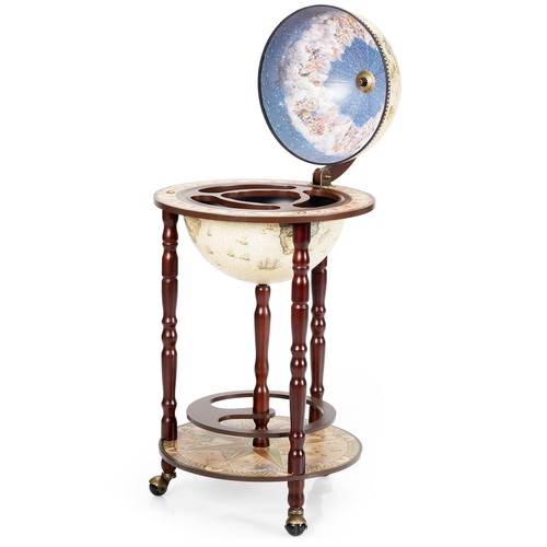 Wood globe wine bar with - 17.5"wood,