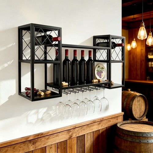 Tier metal wall mounted wine - metal, wall-mounted