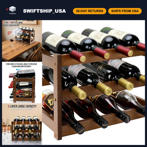 Tier bamboo wine - bamboo, rack
