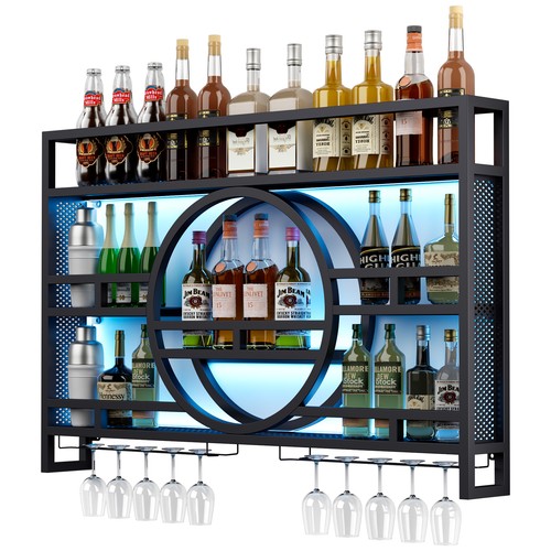 Led wine rack bar shelves - led, wall