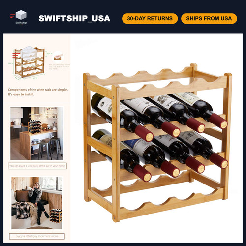 Sturdy bamboo wine rack - rack,