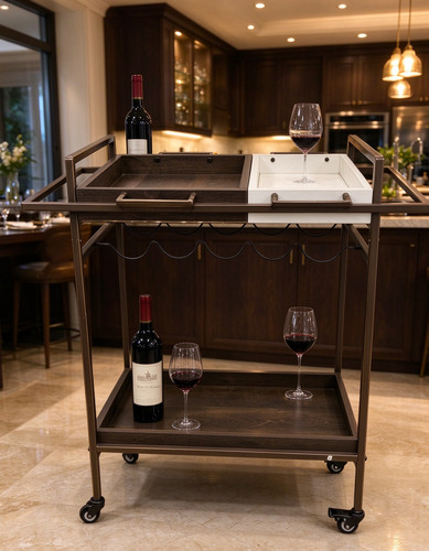 Rolling bar cart with - bar,