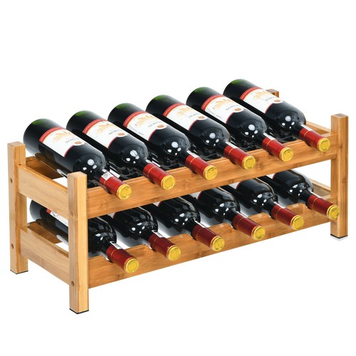 Tier bamboo wine rack 12 - 2-tier,