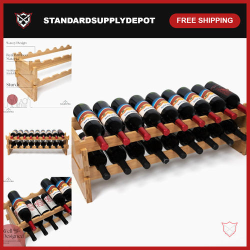 Modular stackable bamboo wine - bamboo,