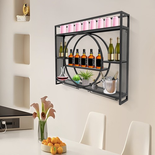 Wall mounted wine rack iron - rack,