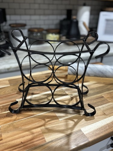 Vintage black iron metal wine - black,