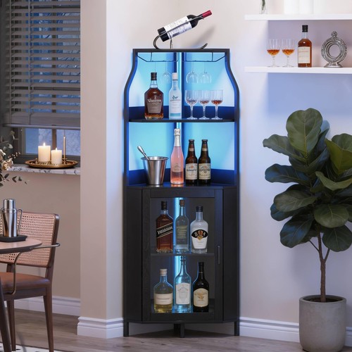 Corner bar cabinet with wine - with,