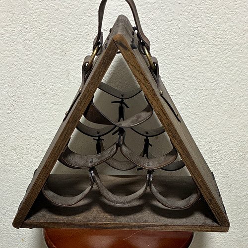 Triangle wood hanging wine - wood,