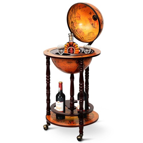 Wood globe wine - wine, stand